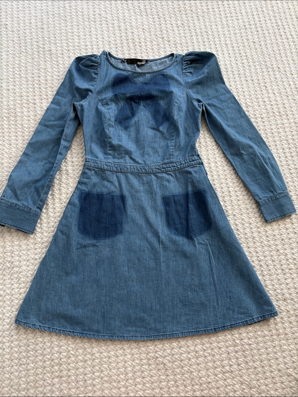 Love Moschino Women Denim Long-Sleeve A-Line Dress - Blue 40